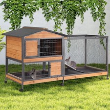 2-Story Rabbit Hutch with Chew-Proof Full Metal Frame Indoor/Outdoor Bunny Cage