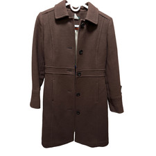 J.Crew Brown Wool Blend Tailored Overcoat Jacket 0P Petite Textured Preppy