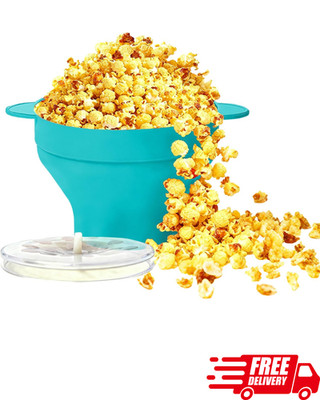 Microwave Silicone Popcorn Popper Collapsible Bowl with Handles Green