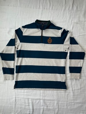 Fahrenheit Stripe Quarter-zip Pullover Rugby Shirt with Crest Logo Men's XXL