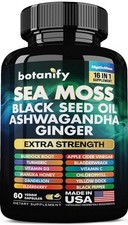 Sea Moss, Black Seed Oil, Ashwagandha, Turmeric, Ginger 60 capsoles