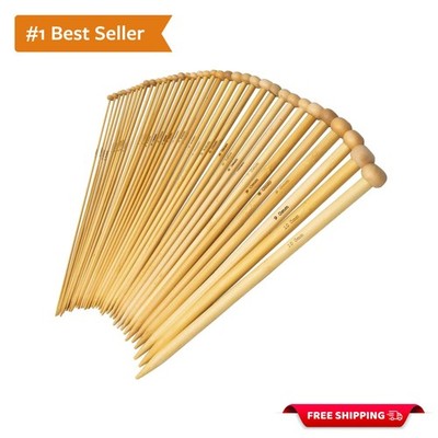 36PCS Bamboo Knitting Needles Set   9 Inch, Perfect for Beginners & DIY Lovers