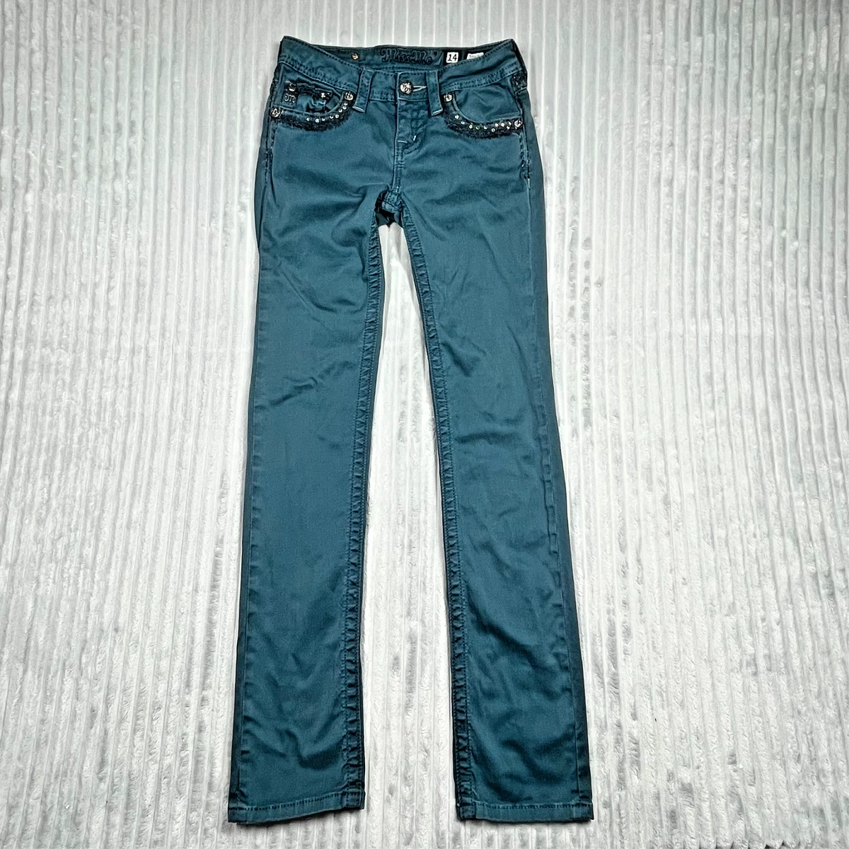 Jean Fille Miss Me Junior YK5755SG Skinny Dark Blue Avec Strass - Taille 7x25 - Neuf étiqueté