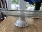 Anchor Hocking Glass Cake Stand w/Snowflake Pedestal | 12” Holiday Dessert Plate