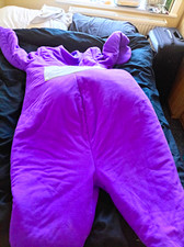Teletubbies Purple Hooded Fleece Jumpsuit  Fancy Dress Costume Size L