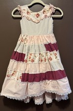 Dollcake Ever After Patchwork Frock Dress Floral Pink  Cream Girls Size 7