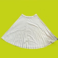 VTG ILGWU 70s 80s Heavy Pleated Midi Skirt Cream Size S preppy coquette cottage