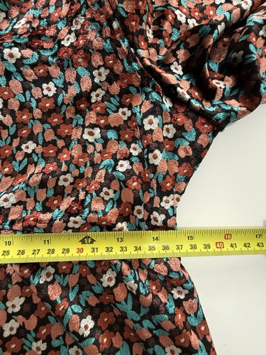 Zara Velours Floral Robe Courte Avec Manches Cloche Taille S Ref 9775 244 - Photo 10 sur 12