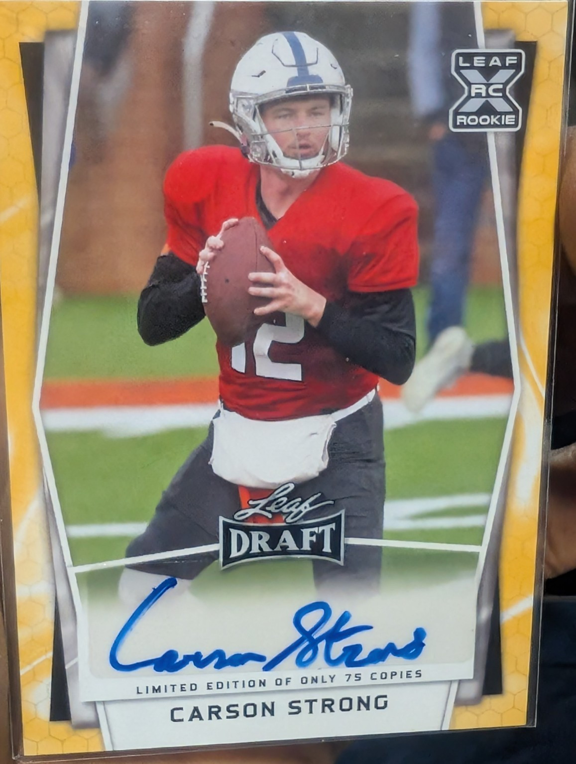Leaf 2022 Draft Limited Edition Carson Strong Rookie Gold Autograph /75 Football