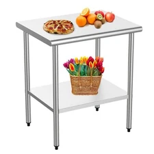 30"L x 24"W Stainless Steel Commercial Prep & Work Table w/Adjustable Undershelf