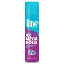 Rave 4X Mega Hold Hair Spray, All-Weather with Vitamin-Rich Formula, 11 oz