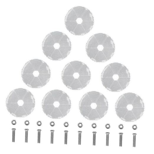 10 Pack Screw on Round Reflectors for Mailbox, Motobikes, Round screws White