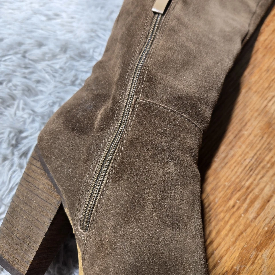 Sbicca Gusto Womens Size 7 Over the Knee Tie Tan Suede Leather 3.5" Heel Boots - Image 2 of 4