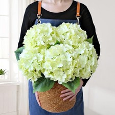 Lifelike Fake Hydrangea Flowers, 5Pcs 20Inch Silk Stems, Home Decor, Green