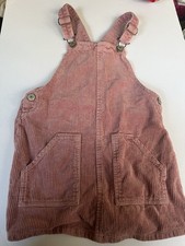 Zara Girls Pink Corduroy Dress Jumper Pinafore Overalls Boho 5-6 Years
