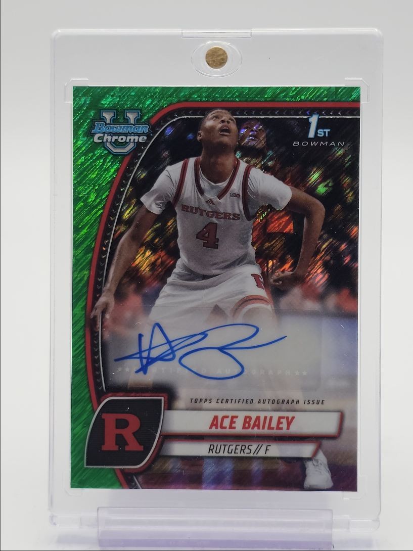 ACE BAILEY 2024-25 BOWMAN U CHROME 1ST GREEN SHIMMER REFRACTOR AUTO Q4444