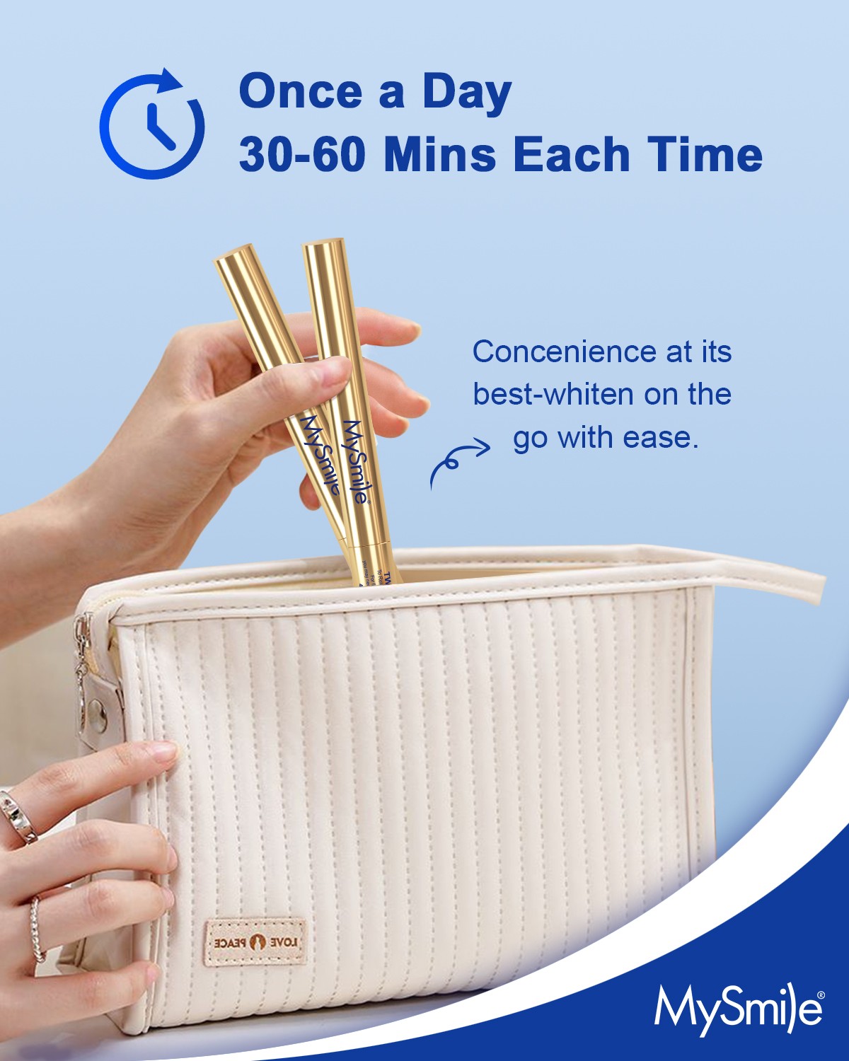 MySmile 35%CP Teeth Whitening Pen Kit 4 Gold Whitener Pen with 28-LED Light Tray