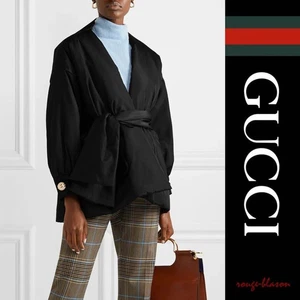 Veste femme GUCCI 2019FW en taffetas soie olive taille 38 motif rembourré