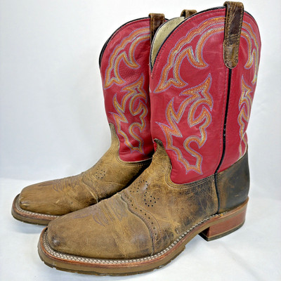 Double H Roper Boots DH3556 ICE Saddle Vamp Work Red Shaft Cowboy USA Mens 13