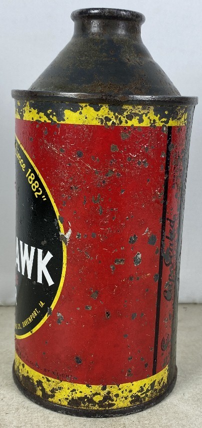 Vintage 1940's IRTP Cone Top Can Blackhawk Topping Beer Davenport