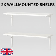 2 White Wall Mounted Floating Shelves – Storage & Display Shelves with Brackets