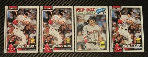 Roman Anthony Rookie Lot 4 Cards RC Topps + Heritage Red Sox Top Prospect