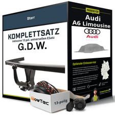 Für AUDI A6 Limousine Typ 4B,C5 Anhängerkupplung starr +eSatz 13pol uni 97- NEU