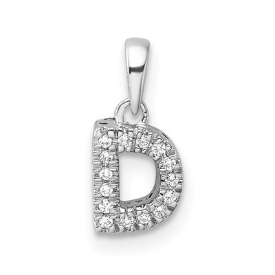 14K Weißgold Diamant Buchstabe D Initiale mit Kaution Anhänger 0,62g für Mama