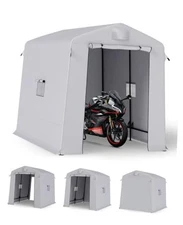 Portable Outdoor Storage Shed, 6×8×7FT Storage Shelter Motorcycle Light Gray