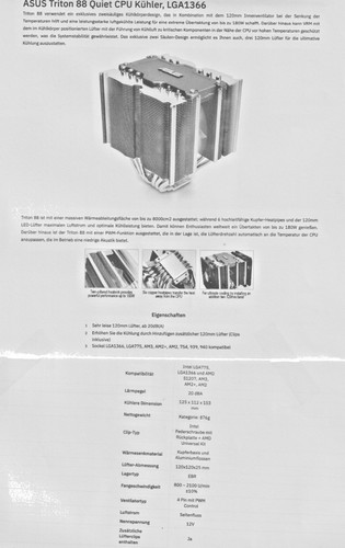 Prozessor Kühler ASUS Triton 88 Quiet Kühler AMD & Intel fähig