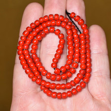 Vintage Venetian Red White Heart Glass Beads Collected 25 YRs Ago, African Trade