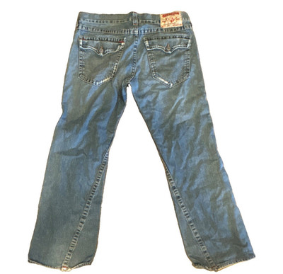 True Religion Men s Blue Medium Wash Bootcut Jeans Distressed