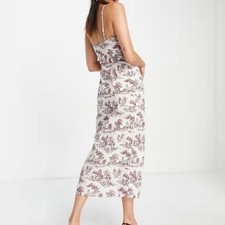 ASOS DESIGN women's cowl neck ruched side midi sundress, wallpaper print, UK 12