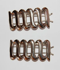 VINTAGE 2 BIG SILVERTONE BARRETTES RETRO HAIR ACCESSORIES NEW OLD STOCK