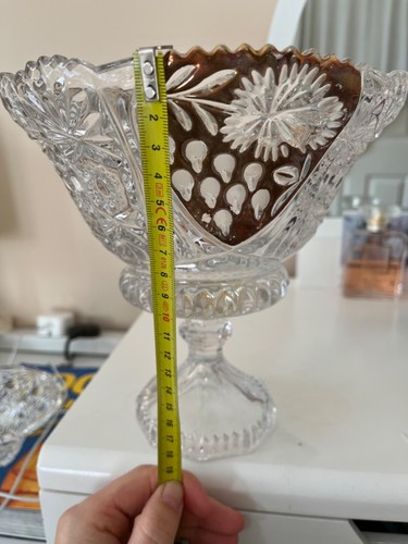 Very lovely 24% LED Crystal bowl with golden pattern made in Germany - Picture 5 of 6