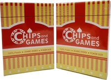 CHIPS and GAMES Plastic Playing Cards 2 Individual Red Decks Poker Size Jumbo