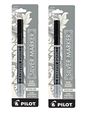 Pilot Permanent Paint Marker X-Fine Point 2/Pk Silver Office School Arts Crafts