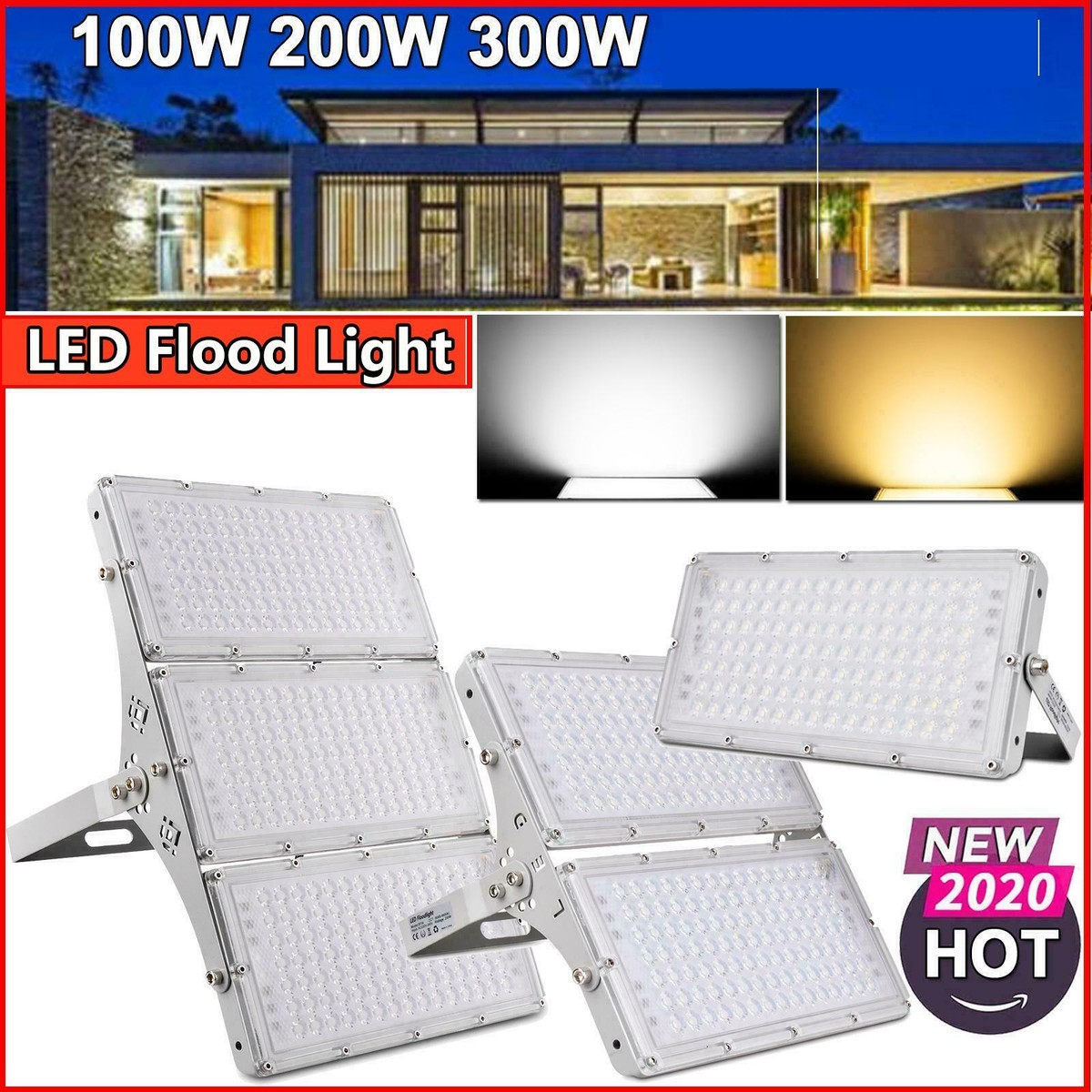 20pack 300W 200W 100W LED Flood Light Super Lighting Yard Garden Lamp Outdoor