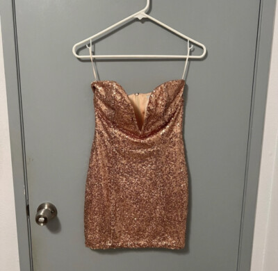 Tobi Rose Gold Strapless Sequin Dress Size Small