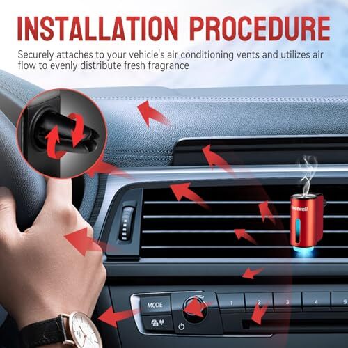 Auto Lufterfrischer, drei einstellbare Modi intelligenter Auto Aroma Diffusor, rot - Bild 5 von 8