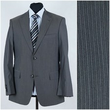 Men HUGO BOSS Blazer 40R UK Size Vintage Striped Dark Grey Woo Sport Coat Jacket