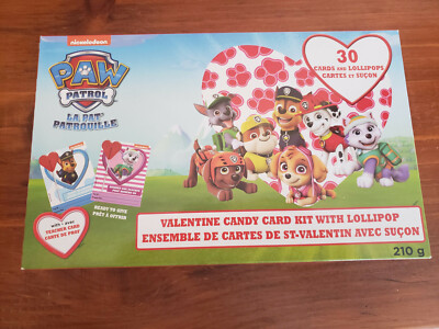 Paw Patrol 30 Valentine Cards Kit w/Lolipops NOS Factory Sealed 2018 Nickelodeon