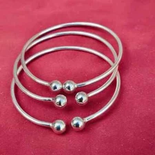 Thick West Indian Set Of 3 Handmade Bangle Solid 925 Sterling Silver Bangle rs58