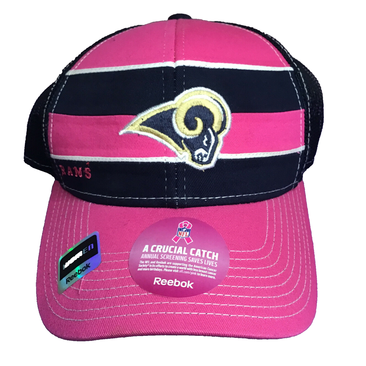 Reebok Los Angeles Rams Pink Breast Cancer Hat Cap Snapback