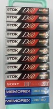 Vintage 9 TDK D-60 90, 2 Memorex 1 Sony- 12 New Sealed Cassette Case With Case