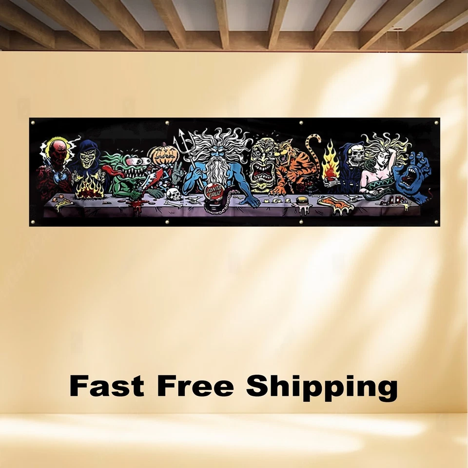 SANTA CRUZ 2'X8' BANNER FLAG MONOPATÍN BICICLETA BICICLETA Foto 2 de 4