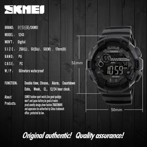 SKMEI Men Digital Wristwatch Fashion LED Light Sport Watches Rubber Strap Watch - Bild 7 von 24