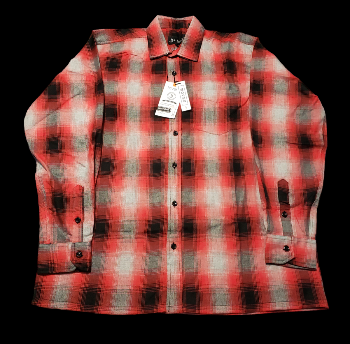 TRIVENI BLACK RED GRAY OMBRE SHIRT OLD SCHOOL OG LOWRIDER CHICANO