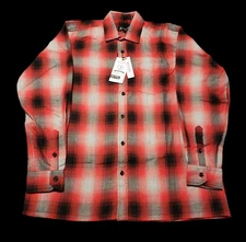 TRIVENI BLACK RED GRAY OMBRE SHIRT OLD SCHOOL OG  LOWRIDER CHICANO BIKER FLANNEL