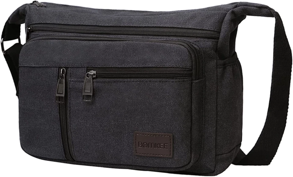 BOMKEE Umhängetasche Herren Schultertasche Messenger Bag Wasserdicht Canvas Cros